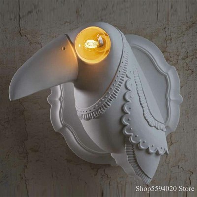 Скандинавские смоляные Настенные светильники с изображением животных, большая околдовая птица, настенная лампа для спальни, прикроватная лампа, декор для гостиной, домашний настенный светильник для детской комнаты - фото 11996